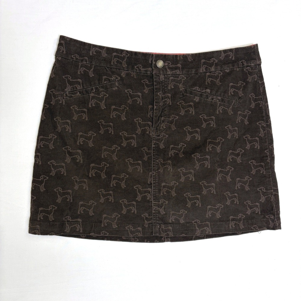 Vineyard Vines Brown Corduroy Dog Print Mini Skirt Womens‎ 10 Preppy Classic
